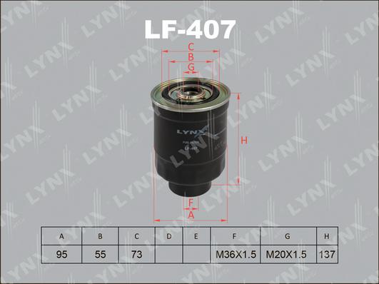 LYNXauto LF-407 - Топливный фильтр autosila-amz.com