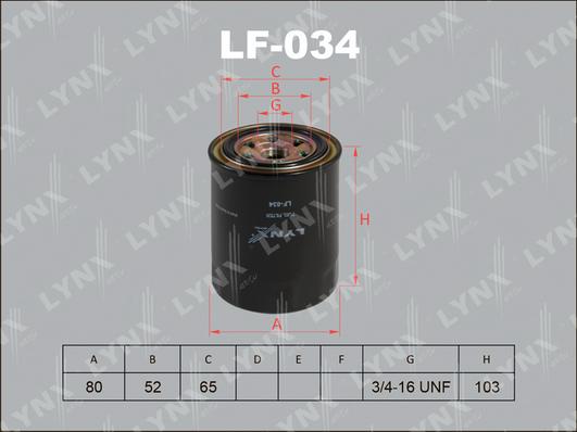 LYNXauto LF-034 - Топливный фильтр autosila-amz.com