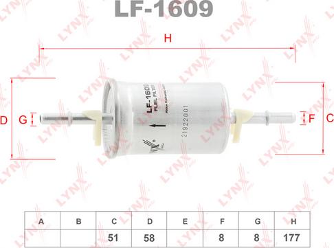 LYNXauto LF-1609 - Топливный фильтр autosila-amz.com