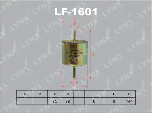 LYNXauto LF-1601 - Топливный фильтр autosila-amz.com