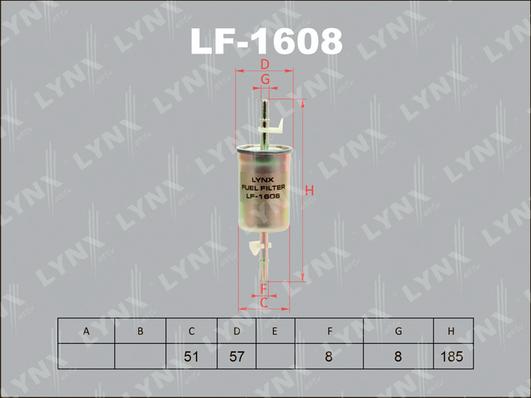 LYNXauto LF-1608 - Топливный фильтр autosila-amz.com