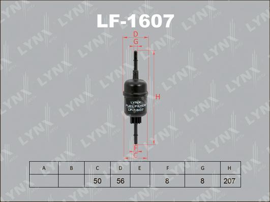 LYNXauto LF-1607 - Топливный фильтр autosila-amz.com