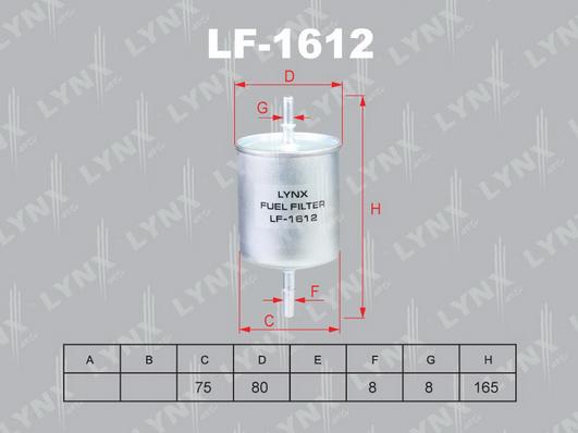 LYNXauto LF-1612 - Топливный фильтр autosila-amz.com