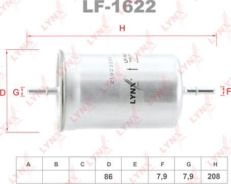 LYNXauto LF-1622 - Топливный фильтр autosila-amz.com