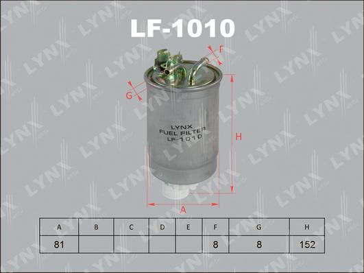 LYNXauto LF-1010 - Топливный фильтр autosila-amz.com
