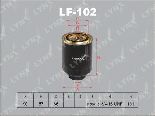 LYNXauto LF-102 - Топливный фильтр autosila-amz.com