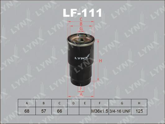 LYNXauto LF-111 - Топливный фильтр autosila-amz.com
