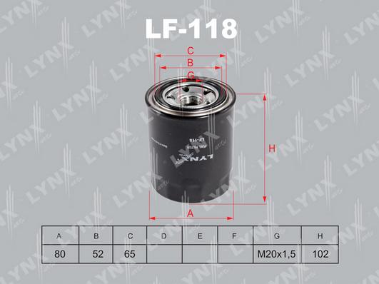 LYNXauto LF-118 - Топливный фильтр autosila-amz.com