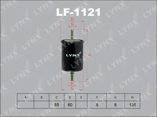 LYNXauto LF-1121 - Фильтр топливный CHEVROLET Aveo 1.2-1.4 06> / Kalos 1.2-1.4 05>, DAEWOO Kalos 1.2-1.4 02> autosila-amz.com