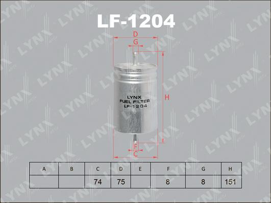 LYNXauto LF-1204 - Топливный фильтр autosila-amz.com