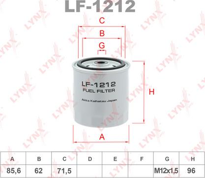 LYNXauto LF-1212 - Топливный фильтр autosila-amz.com