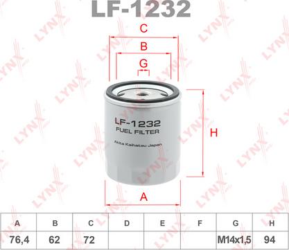 LYNXauto LF-1232 - Топливный фильтр autosila-amz.com
