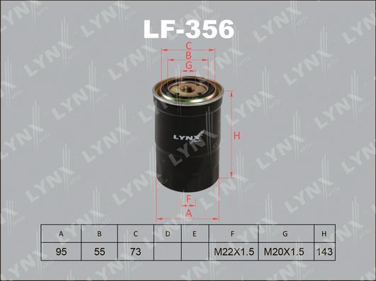 LYNXauto LF-356 - Топливный фильтр autosila-amz.com