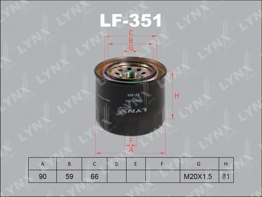 LYNXauto LF-351 - Топливный фильтр autosila-amz.com