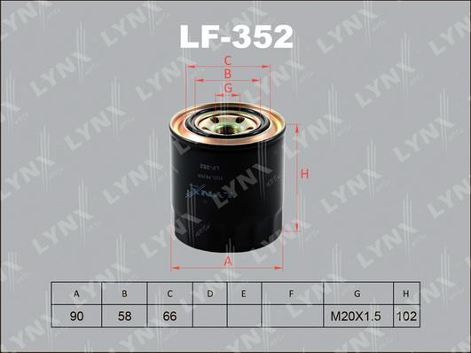 LYNXauto LF-352 - Топливный фильтр autosila-amz.com