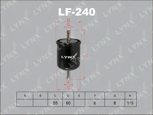 LYNXauto LF-240 - Топливный фильтр autosila-amz.com