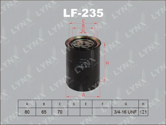 LYNXauto LF-235 - Топливный фильтр autosila-amz.com