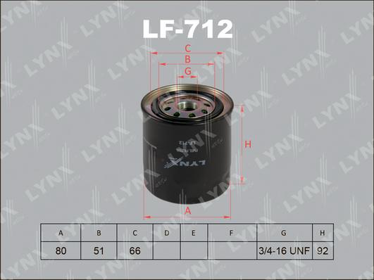 LYNXauto LF-712 - Топливный фильтр autosila-amz.com