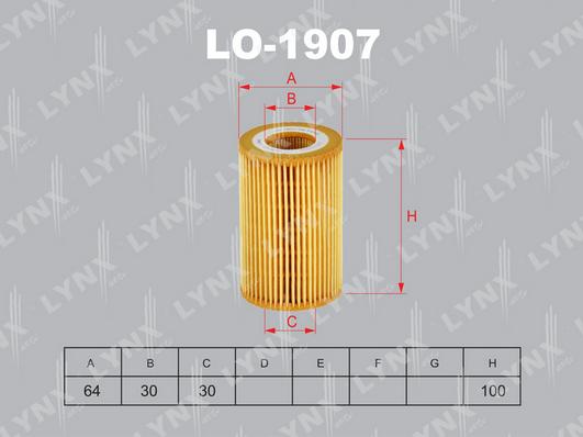 LYNXauto LO-1907 - Масляный фильтр autosila-amz.com
