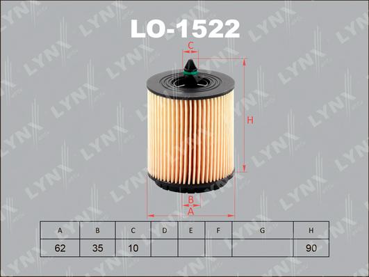 LYNXauto LO-1522 - Масляный фильтр autosila-amz.com