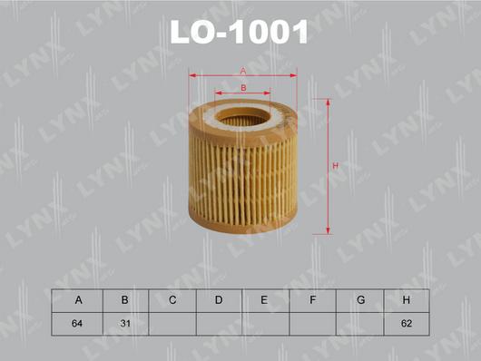 LYNXauto LO-1001 - Масляный фильтр autosila-amz.com
