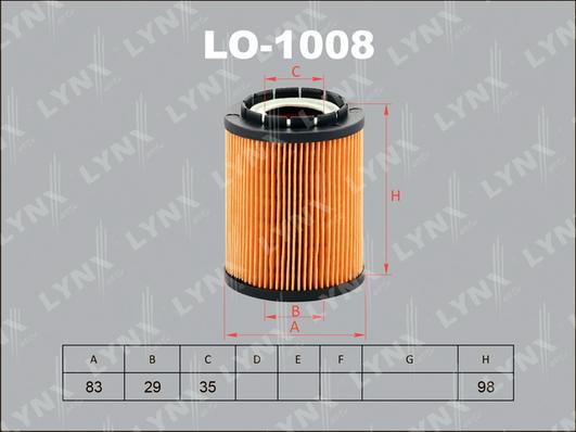 LYNXauto LO-1008 - Масляный фильтр autosila-amz.com
