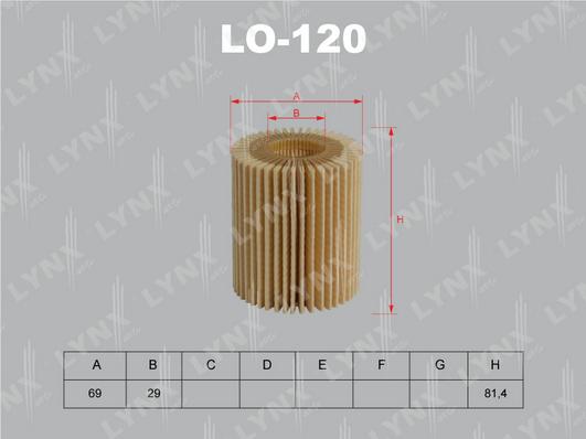 LYNXauto LO-120 - Масляный фильтр autosila-amz.com
