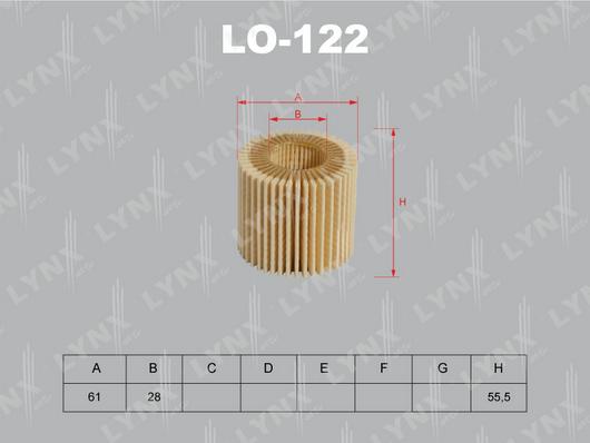 LYNXauto LO-122 - Масляный фильтр autosila-amz.com