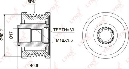 LYNXauto PA-1007 - Муфта свободного хода генератора NISSAN Teana(J31) 2.0 03-08 / Tiida 1.8 07> / X-Trail(T31) 2.0 07> autosila-amz.com