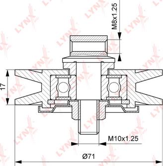 LYNXauto PB-5044 - Ролик, поликлиновый ремень autosila-amz.com