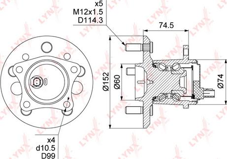 LYNXauto WH-1494 - Ступица с подшипником TOYOTA CAMRY 11- задн.прав. autosila-amz.com