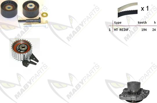 Mabyparts OBKWP0054 - Водяной насос + комплект зубчатого ремня ГРМ autosila-amz.com