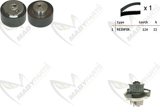Mabyparts OBKWP0055 - Водяной насос + комплект зубчатого ремня ГРМ autosila-amz.com