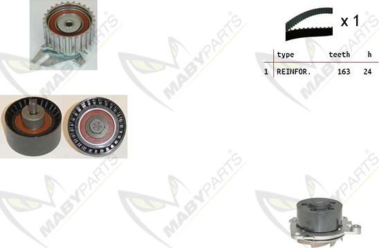 Mabyparts OBKWP0088 - Водяной насос + комплект зубчатого ремня ГРМ autosila-amz.com
