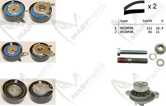 Mabyparts OBKWP0169 - Водяной насос + комплект зубчатого ремня ГРМ autosila-amz.com