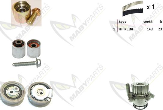 Mabyparts OBKWP0164 - Водяной насос + комплект зубчатого ремня ГРМ autosila-amz.com