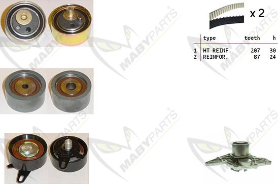 Mabyparts OBKWP0168 - Водяной насос + комплект зубчатого ремня ГРМ autosila-amz.com