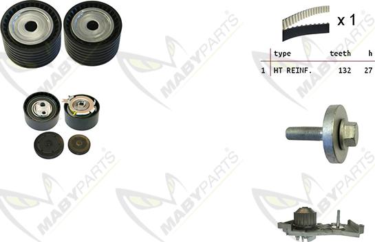 Mabyparts OBKWP0162 - Водяной насос + комплект зубчатого ремня ГРМ autosila-amz.com