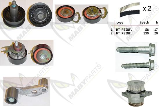 Mabyparts OBKWP0101 - Водяной насос + комплект зубчатого ремня ГРМ autosila-amz.com