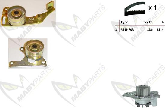 Mabyparts OBKWP0112 - Водяной насос + комплект зубчатого ремня ГРМ autosila-amz.com