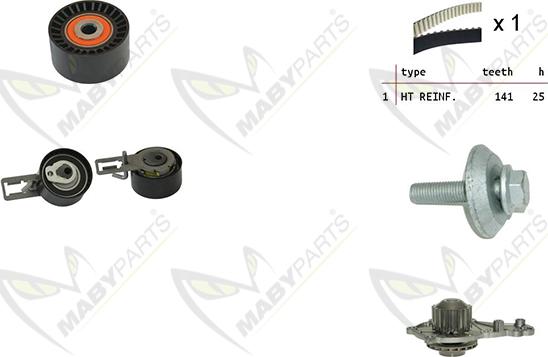 Mabyparts OBKWP0134 - Водяной насос + комплект зубчатого ремня ГРМ autosila-amz.com
