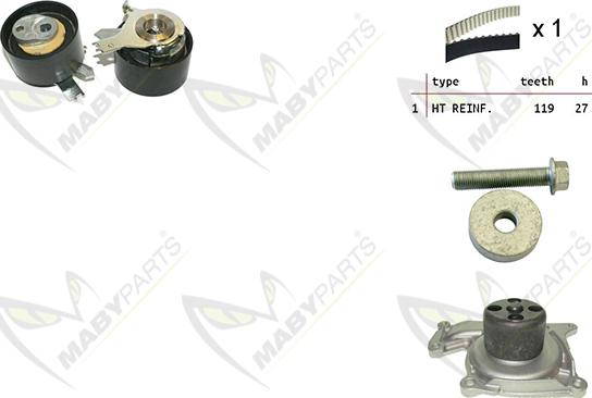 Mabyparts OBKWP0136 - Водяной насос + комплект зубчатого ремня ГРМ autosila-amz.com