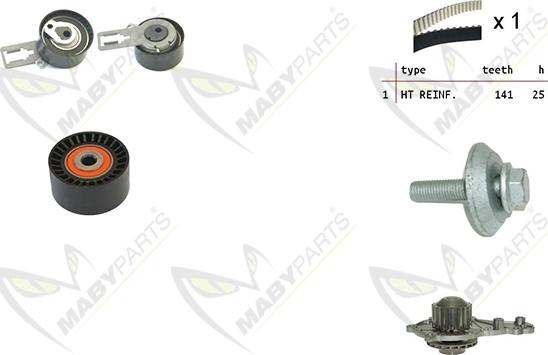Mabyparts OBKWP0131 - Водяной насос + комплект зубчатого ремня ГРМ autosila-amz.com
