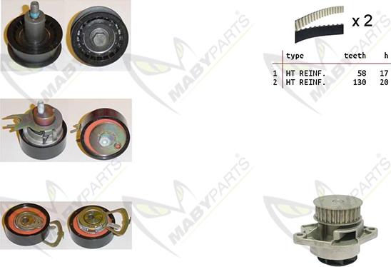 Mabyparts OBKWP0138 - Водяной насос + комплект зубчатого ремня ГРМ autosila-amz.com