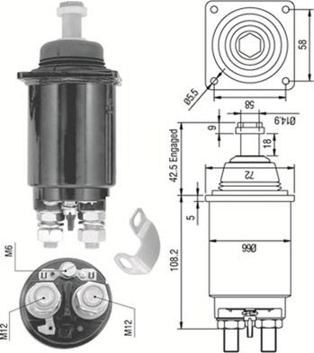 Magneti Marelli 940113050312 - Тяговое реле, соленоид, стартер autosila-amz.com