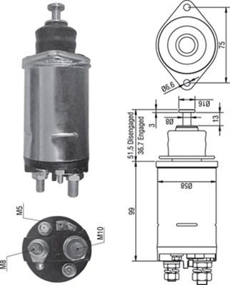 Magneti Marelli 940113050296 - Тяговое реле, соленоид, стартер autosila-amz.com