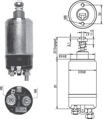 Magneti Marelli 940113050250 - Тяговое реле, соленоид, стартер autosila-amz.com