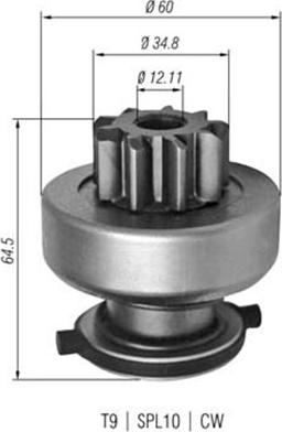 Magneti Marelli 940113020349 - Ведущая шестерня, бендикс, стартер autosila-amz.com