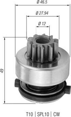 Magneti Marelli 940113020357 - Ведущая шестерня, бендикс, стартер autosila-amz.com