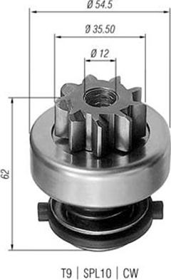 Magneti Marelli 940113020282 - Ведущая шестерня, бендикс, стартер autosila-amz.com